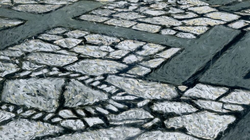 Πλακόστρωτο στου Λουμπαρδιάρη-Λαδοπαστέλ σε χαρτί